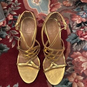 Tory Burch gold heels